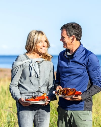 FallFlavours, lobster party, lobster, couple, grass