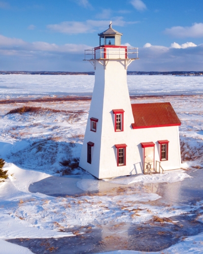 New London, Lighthouse, Winter