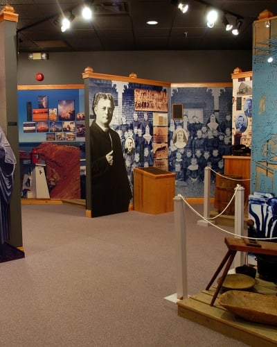 Wide angle of displays at Acadian Museum, Miscouche, PEI