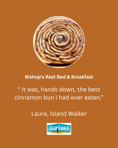 IMage of cinnamon roll with text "“ It was, hands down, the best cinnamon bun I had ever eaten.”"
