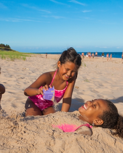 Kids playing in the sand