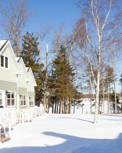 Exterior image of Briarwood Cottages in winter