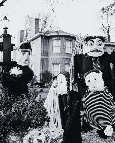 Cluster of scarecrows at Fitzroy and Prince Street, Charlottetown
