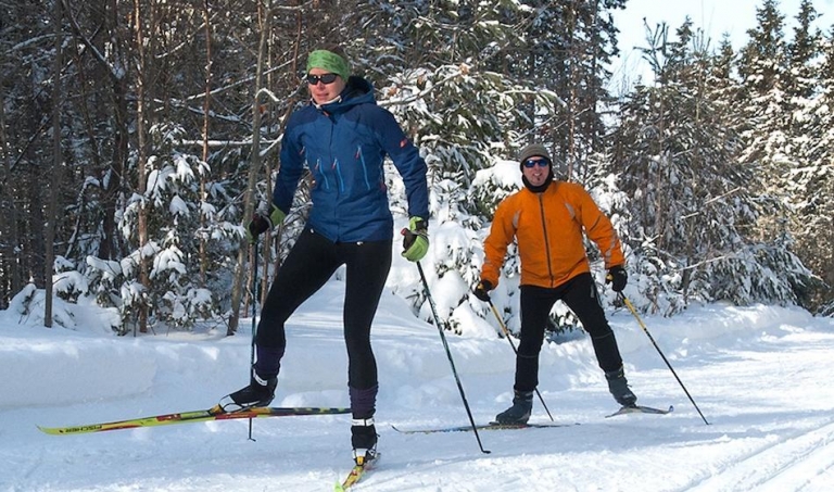 Cross country skiing at Mark Arendz Provincial Ski Park at Brookvale