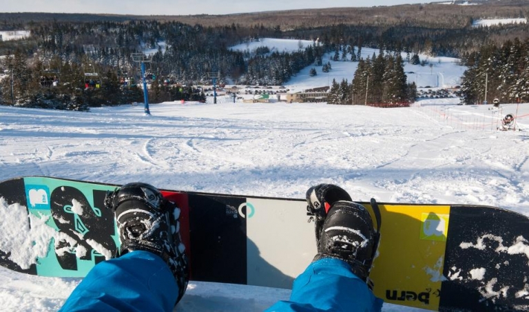 Snowboarding at Mark Arendz Provincial Ski Park at Brookvale