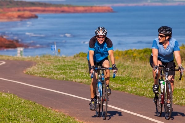 Bikers, bikes, ocean