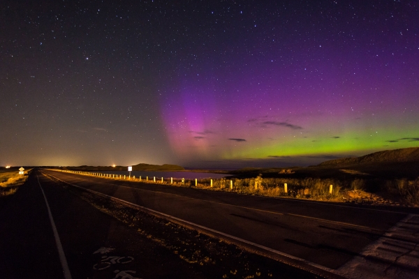 Northern Lights over beach at PEI National Park, Covehead