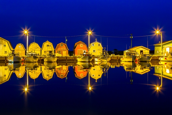 Malpeque Harbour, night, reflection in water