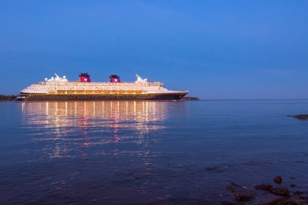 Disney Cruise Ship, night, ship