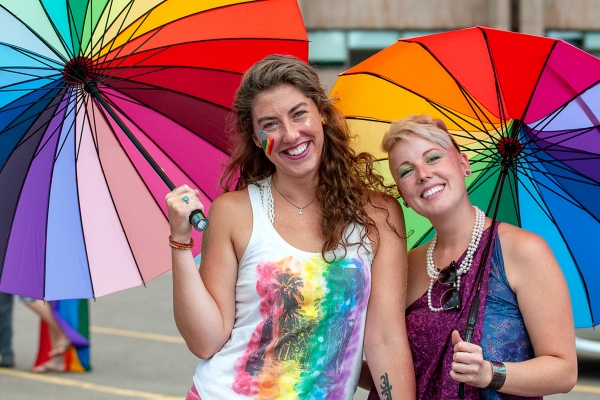 Charlottetown Gay Pride, rainbows, umbrellas, women