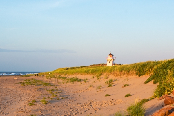 Covehead Lighthouse in distance at PEI National Park