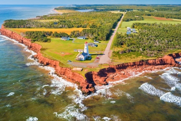 EAST point, ocean, cliffs, forest, lighthouse