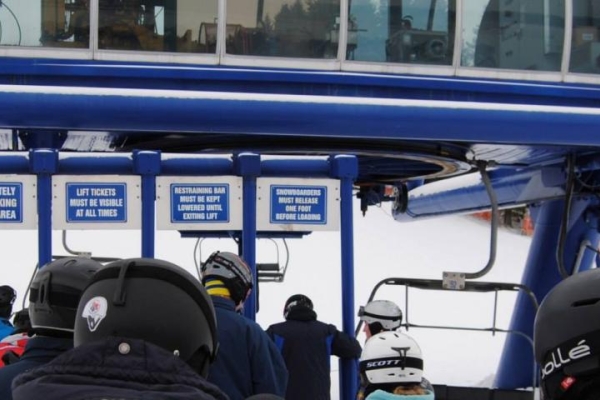 People waiting for chair lift