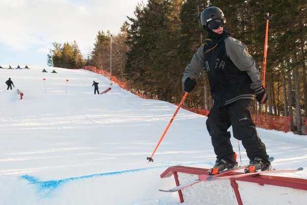 Snowboarder on rail at Brookvale Ski Park