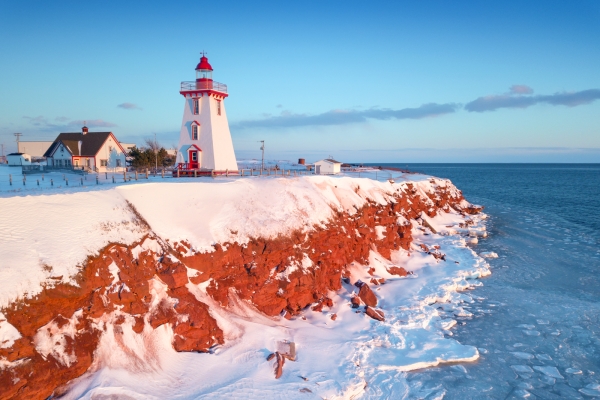 Souris Lighthouse in winter