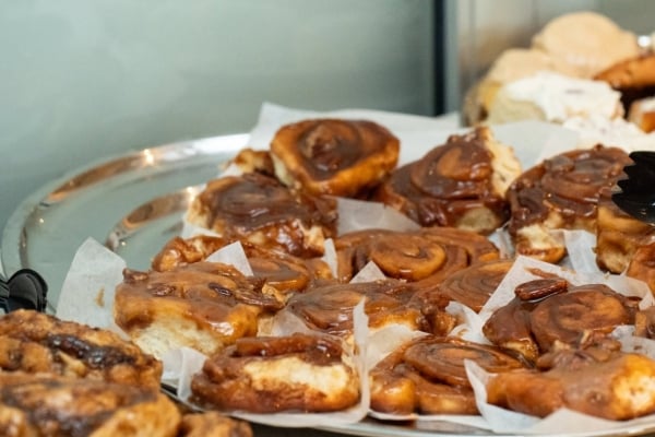 Trays of cinnamon roll entries in baking contest, PEI