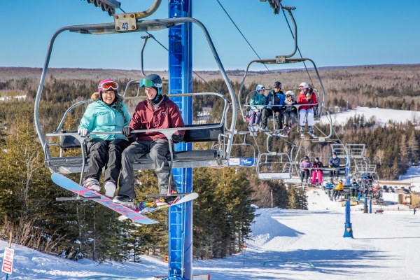 Groups on ski lift at Brookvale Ski Park, PEI