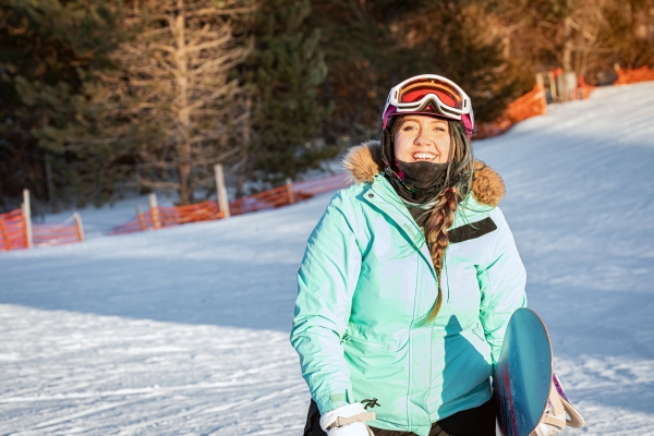 Female smiling at camera on Brookvale Ski Hill