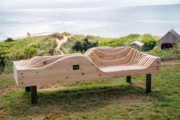 Friendship bench at Basin Head Provincial Park, PEI