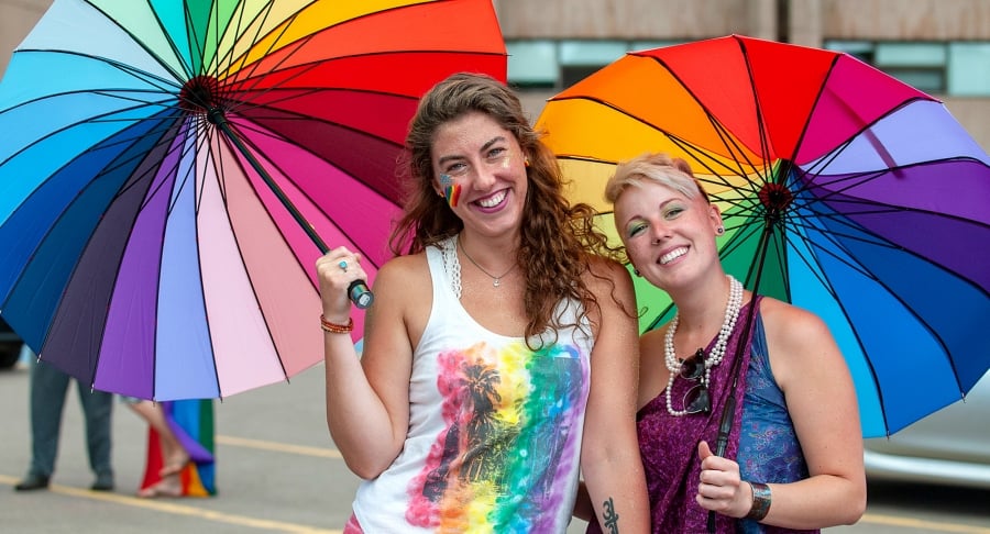 Charlottetown Gay Pride, rainbows, umbrellas, women