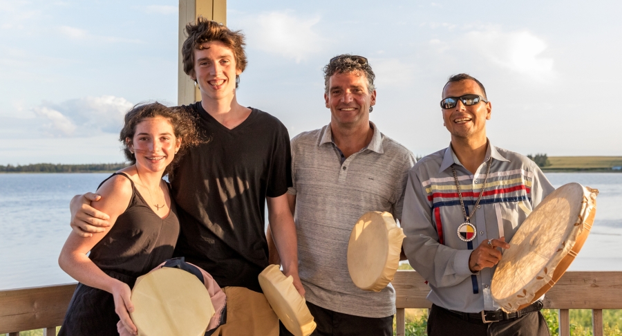 Beat of One Drum, musicians, group of people, drums, sky 