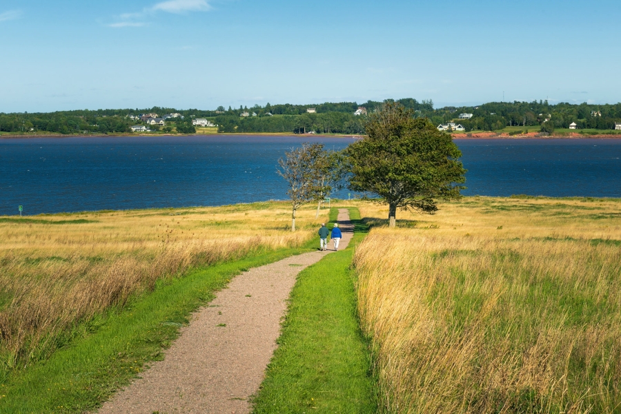 Skmaqn-Fort-Amherst-Port-la-Joye Walking trails at Skmaqn-Fort-Amherst-Port-la-Joye toward Charlottetown Harbour