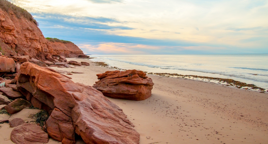 Cavendish Beach, ocean, rocks, sand, sky Cavendish Beach, ocean, rocks, sand, sky