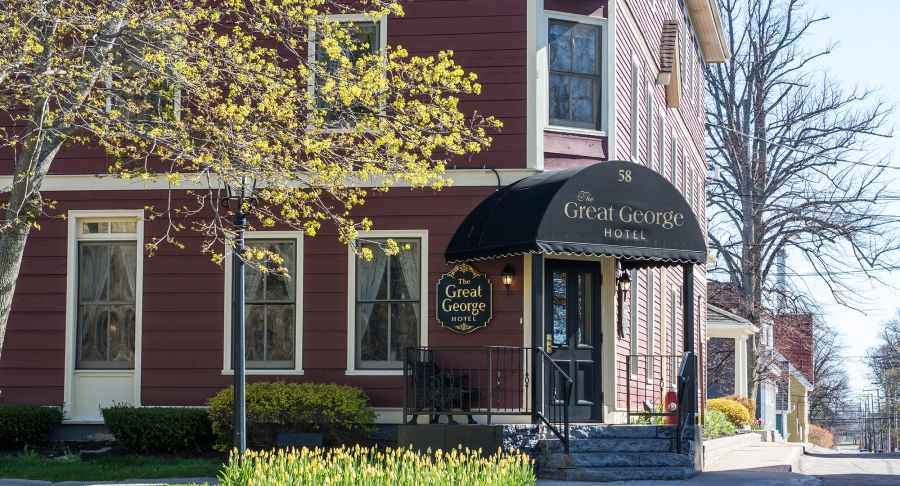 Great George Hotel, building, stoop, door