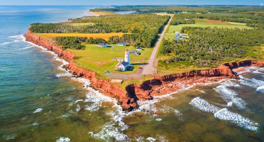 EAST point, ocean, cliffs, forest, lighthouse