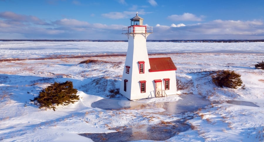 New London, Lighthouse, Winter