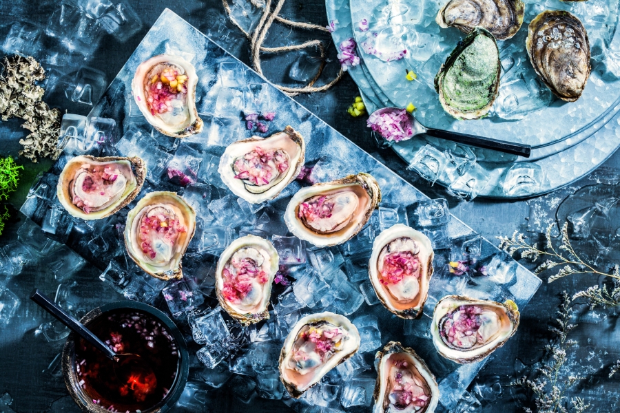 PEI Malpeque Oysters, Culinary Oyster prepared on the half shell on ice
