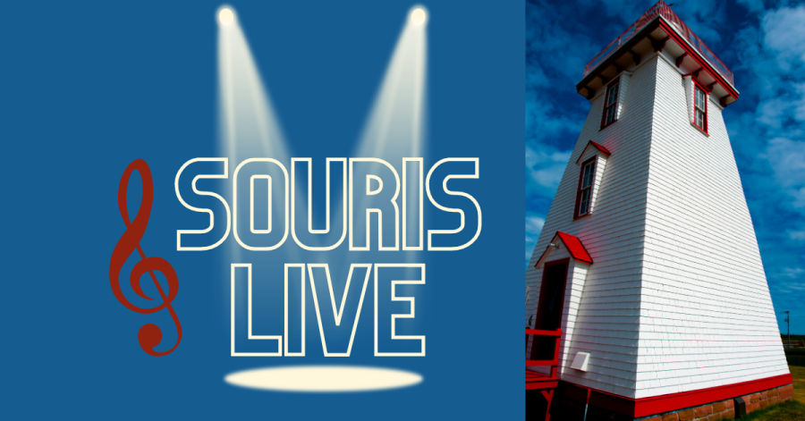 Image of Souris LIghthouse with treble chef graphic and text "Souis Live"