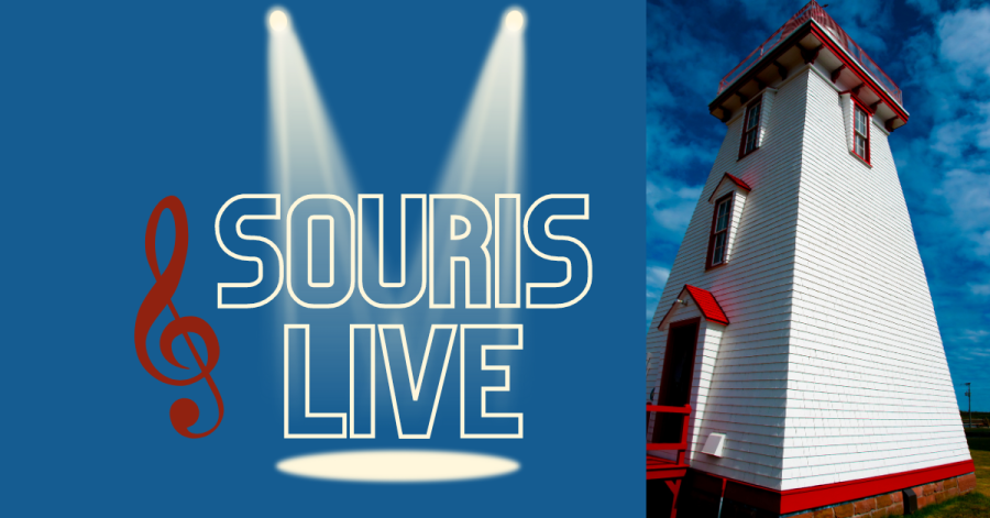 Souris Live Summer Concert Series Image of Souris LIghthouse with treble chef graphic and text "Souis Live"