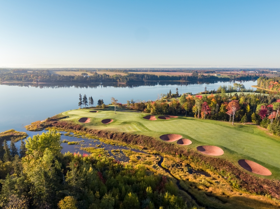 Aerial view of Dundarave Golf Course in fall