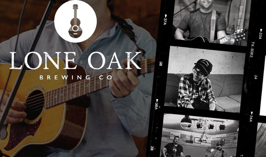 Graphic image for Lone Oak Brewing Co with musicians pictured