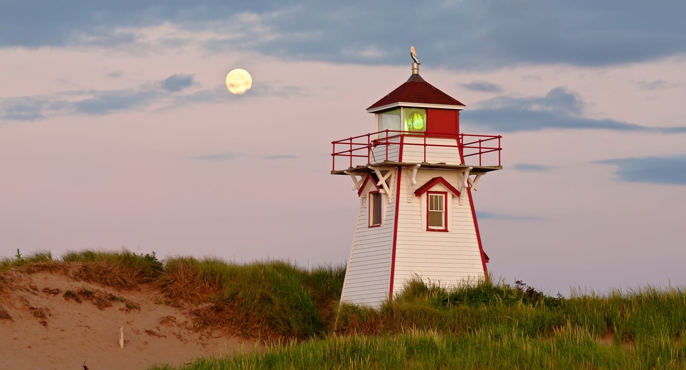 Covehead, Lighthouse, moon