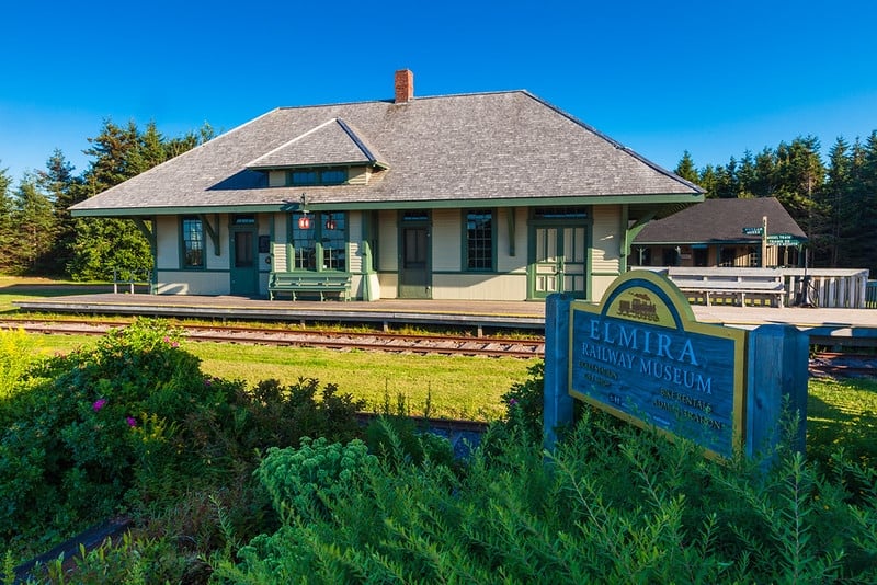 Exterior view of old train station at Elmira Railway Museum
