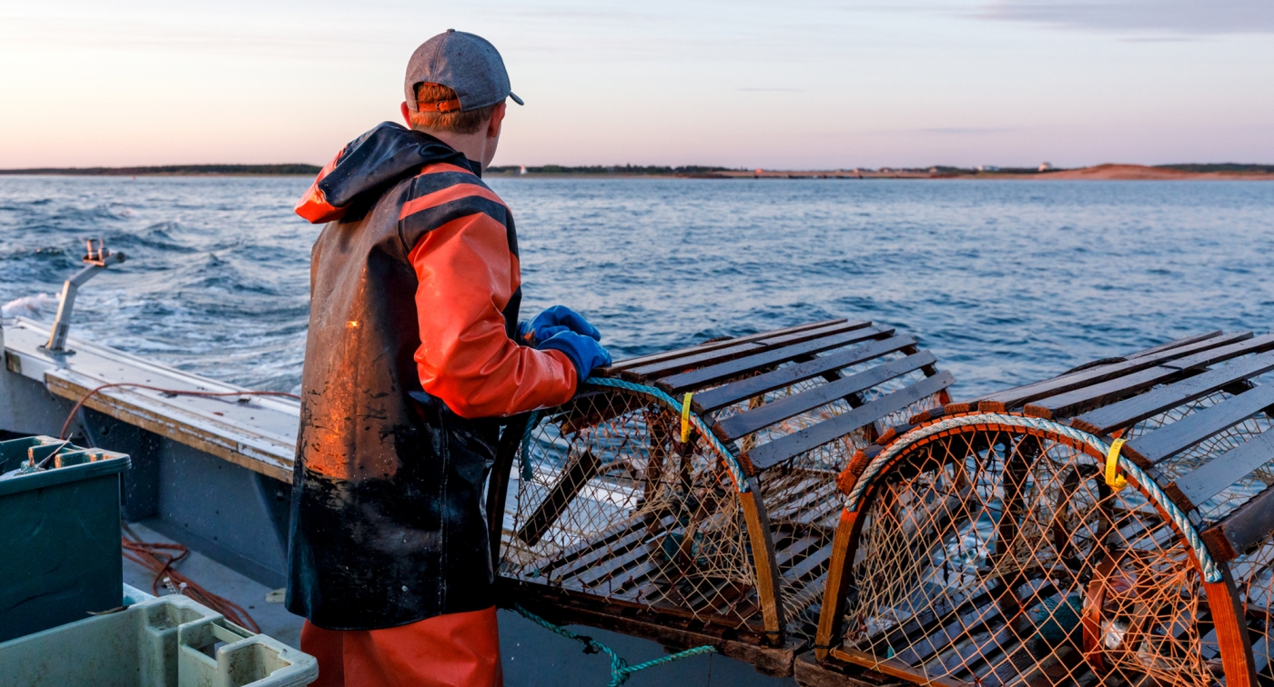Lobster Fishermnan, lobster traps, ocean, sky Lobster Fisherman, lobster traps, ocean, sky
