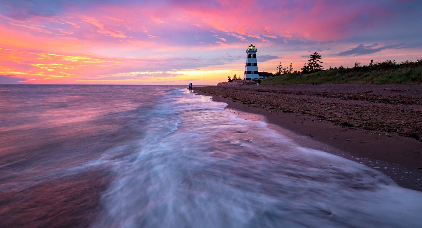 West Point, sunset, ocean, waves, lighthouse, silhouette 