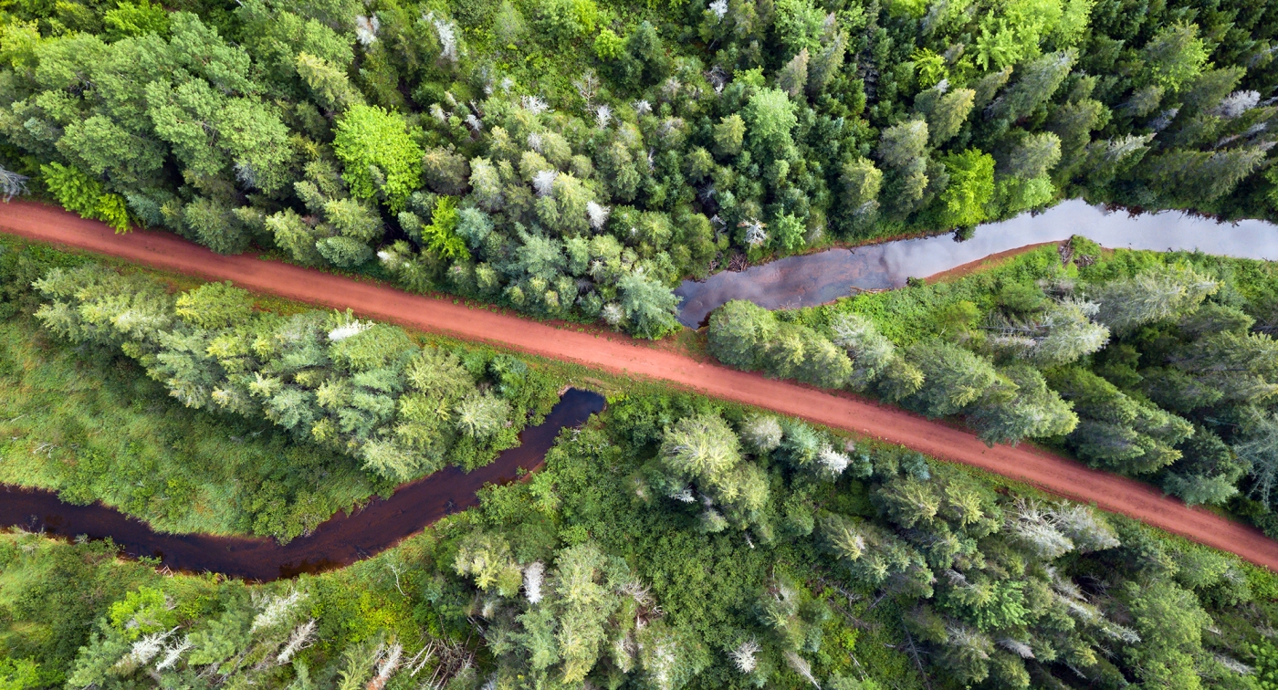 Confederation Trail, Fort Augustus, birds eye view, forest Confederation Trail, Fort Augustus, birds eye view, forest