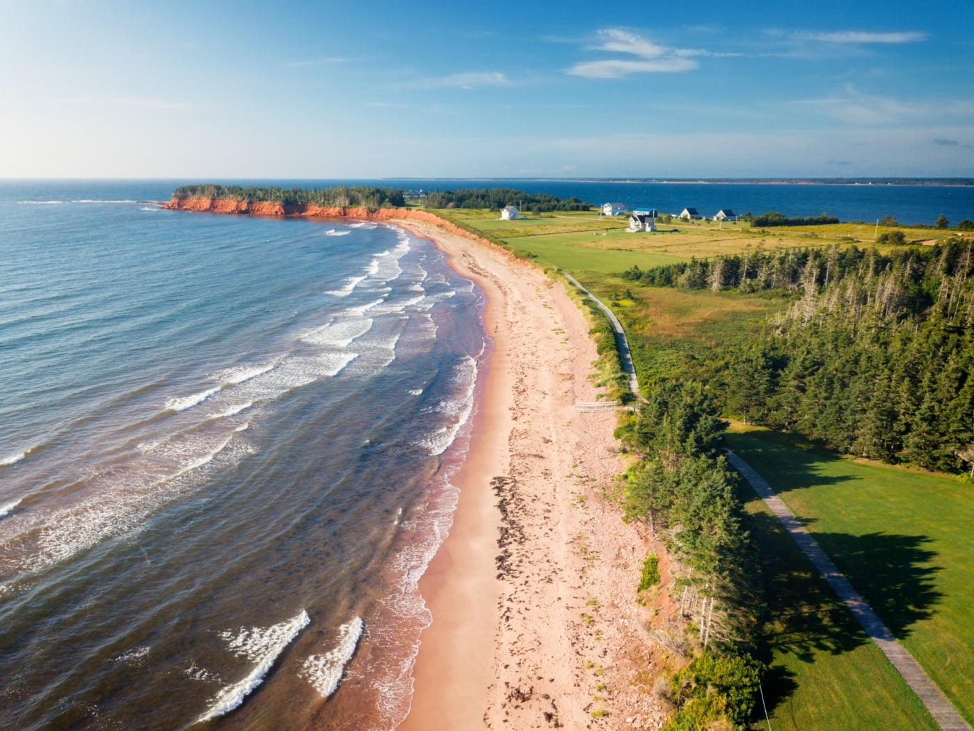 Aerial view of Sally's Beach and boardwalk