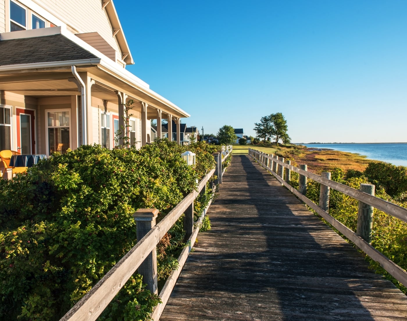 View of boardwalk and waterfront at North Port Inn