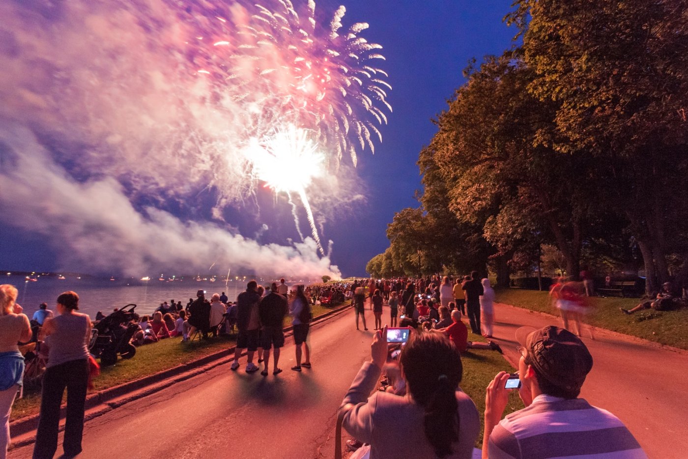 Crowd viewing fireworks from Victoria Park, Charlottetown 