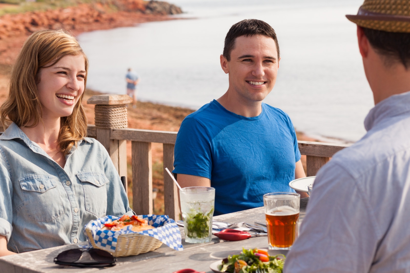 Group dine on deck at Point Prim Chowder House