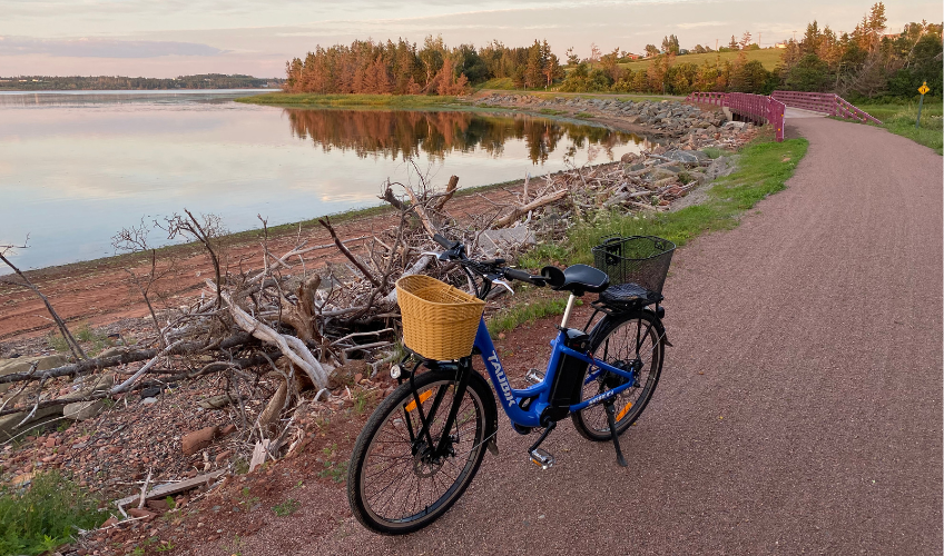 E-bike on Confederation Trial on St. Peter's Bay, PEI