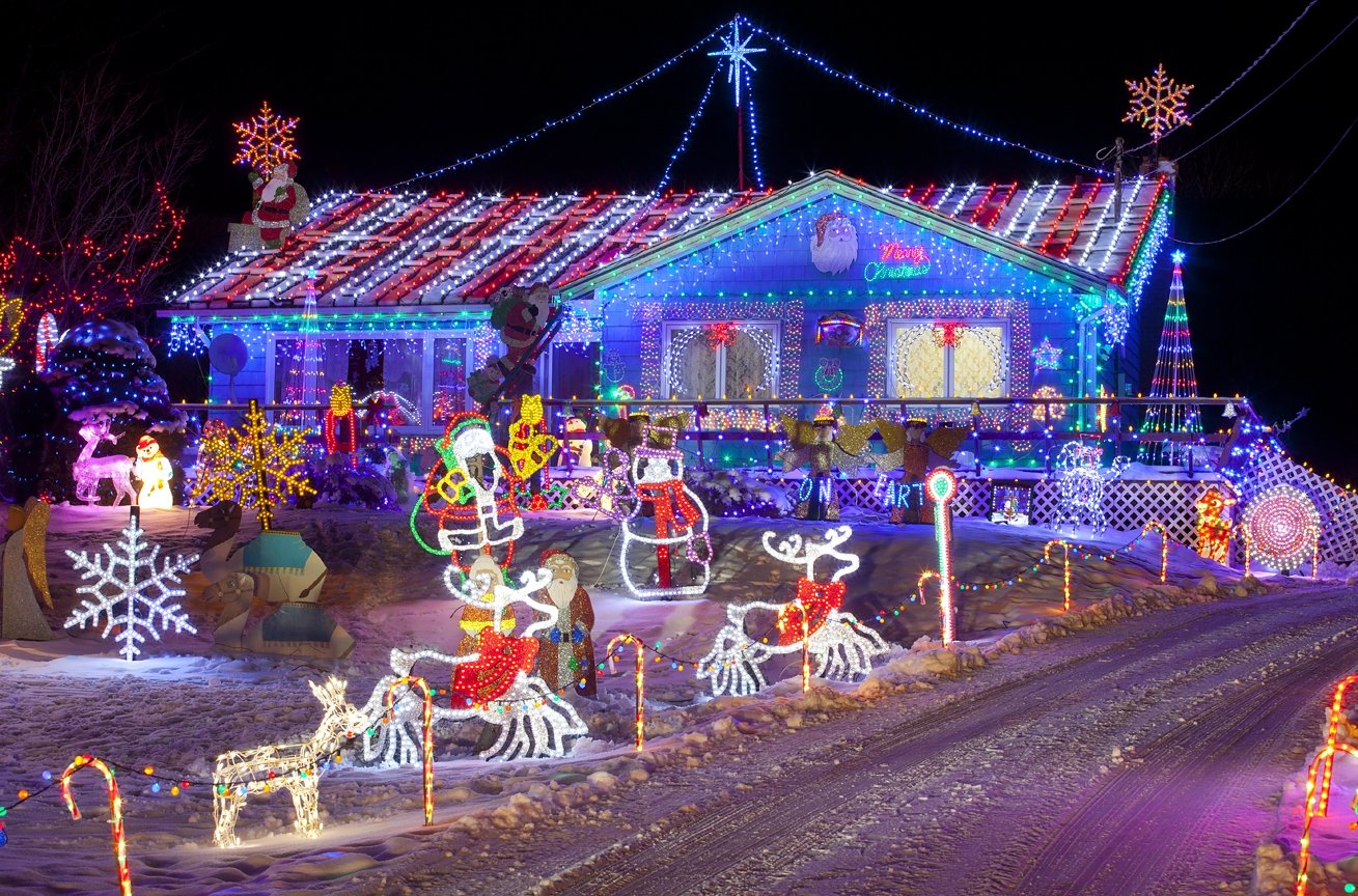 Outdoor Christmas lights at Gallant home, North Rustico, PEI