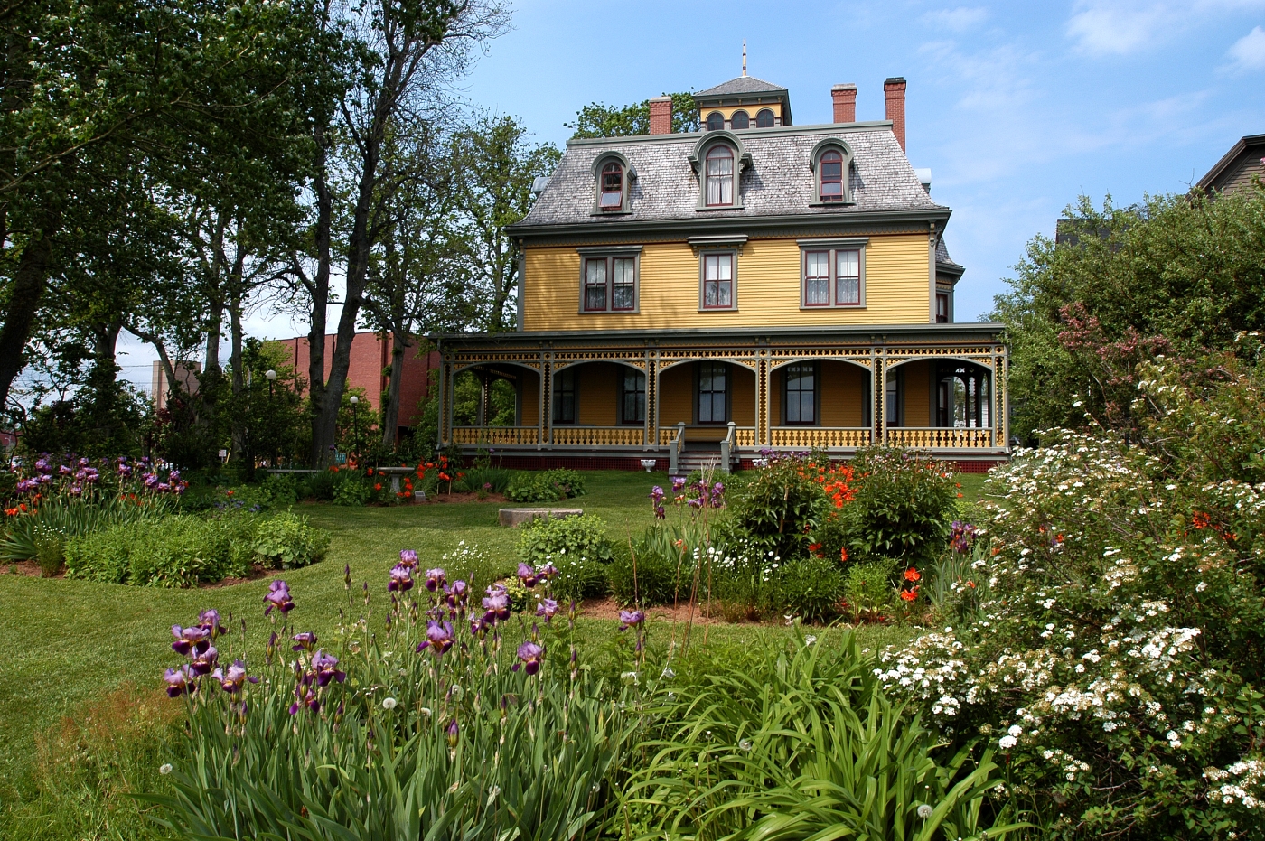 Exterior view of gardens and Beaconsfield Historic House, Charlottetown, PEI