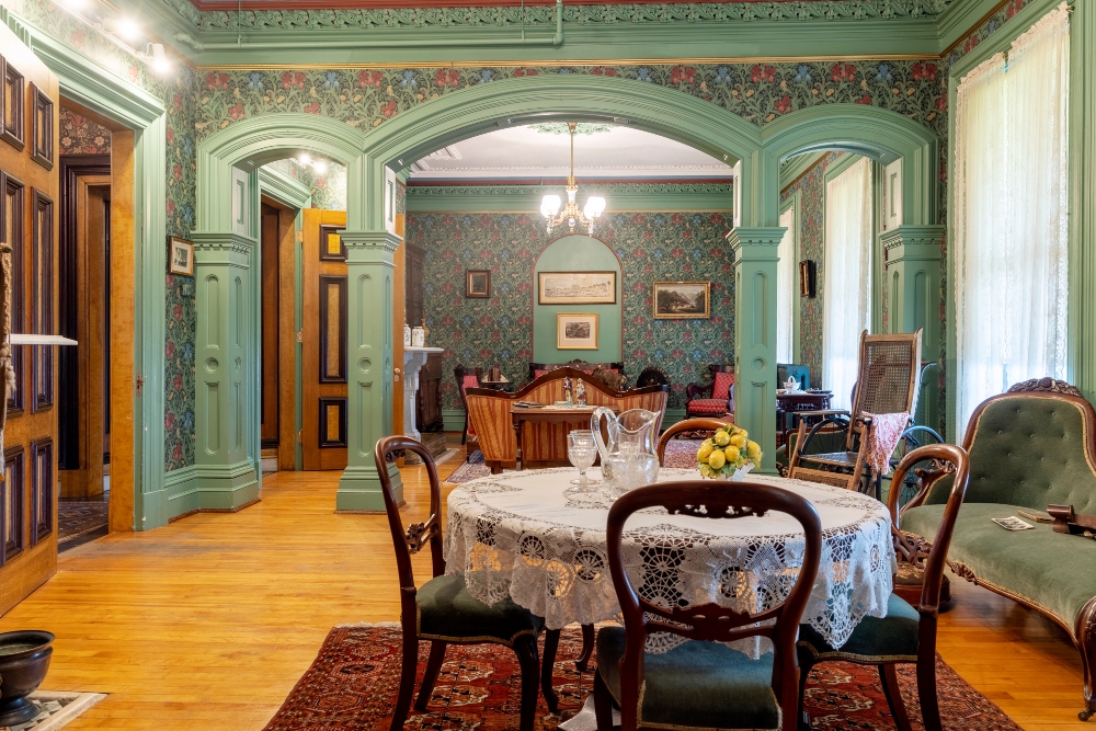 Interior view of dining room and parlour of Beaconsfield Historic House, Charlottetown, PEI
