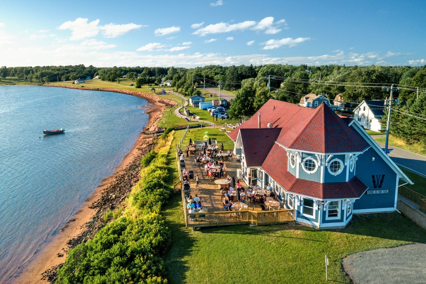Aerial view of teh WHeelhouse and waterfront of Georgetown