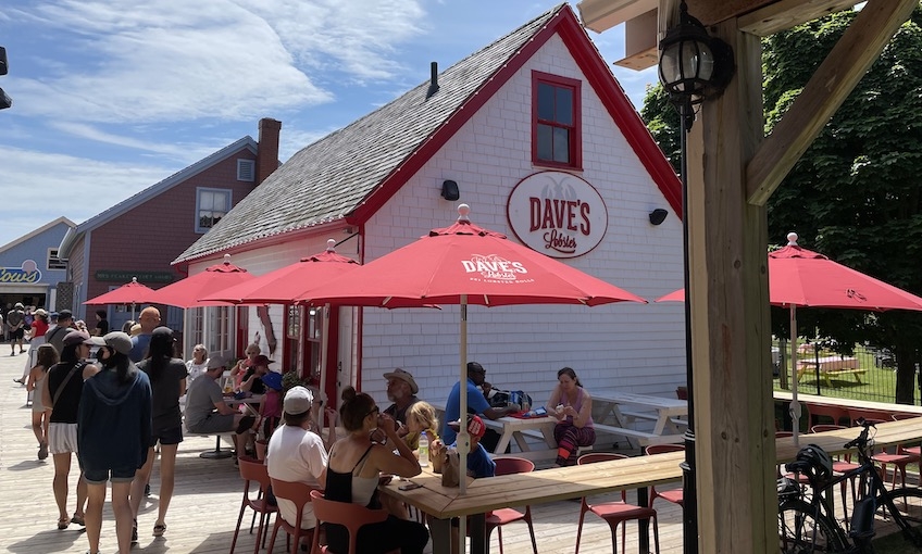 The outdoor patio dining at Dave's Lobster in Charlottetown, PEI